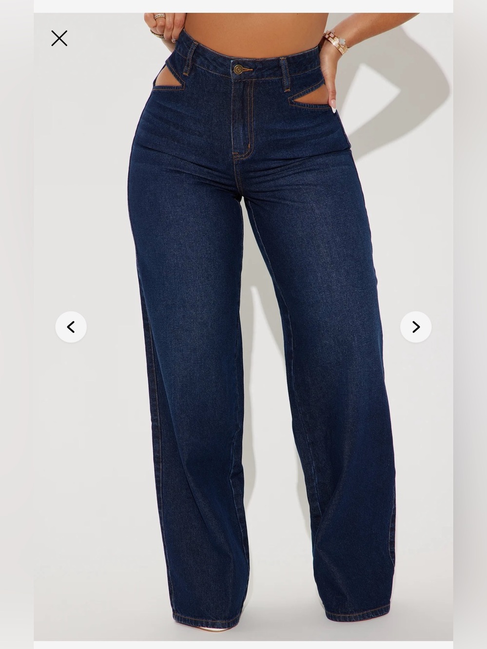 High-Waist Dark Blue Wide-Leg Jeans
